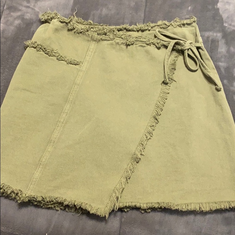 Wrap Olive Green Soft Denim skirt